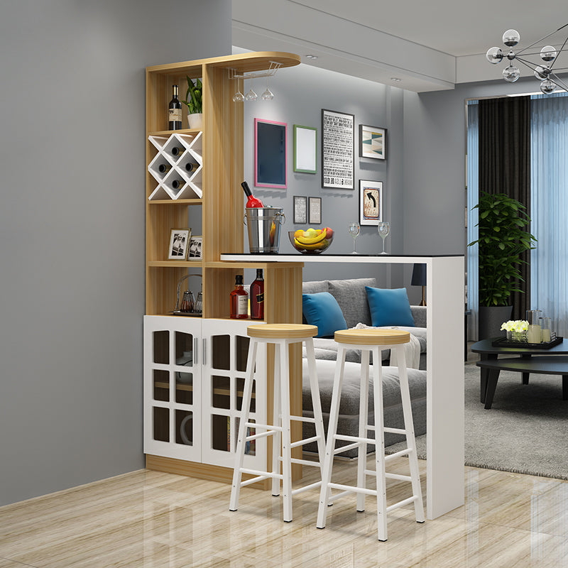 Wood Rectangular Contemporary Bar Stool and Table Set and 3 Pieces