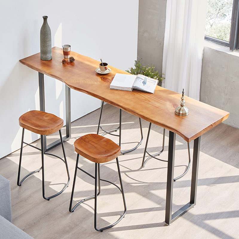Rectangle Contemporary Solid Wood Bar Height Pub Table for Living Room