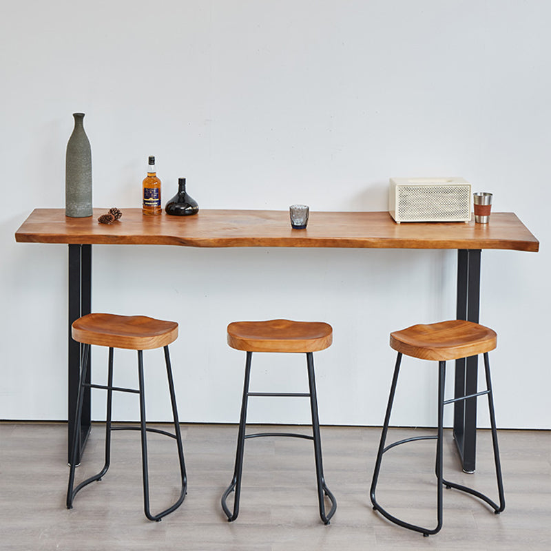 Rectangle Contemporary Solid Wood Bar Height Pub Table for Living Room