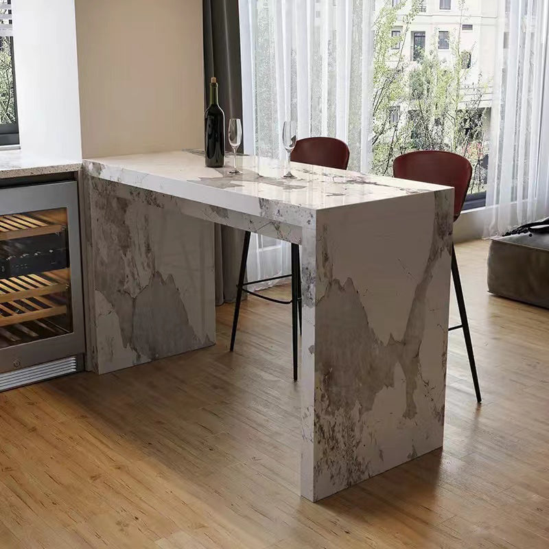 Modern Style Rectangle Stone Bistro Bar Desk Table for Living Room
