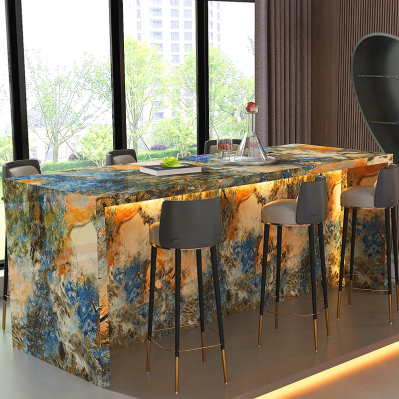 Modern Style Stone Rectangle Bar Wine Table Table for Living Room