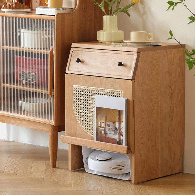 Contemporary Solid Wood Display Cabinet in Nature for Dining Room