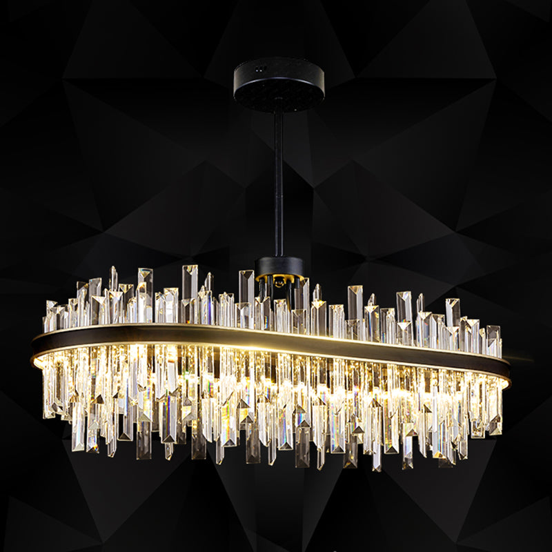 Metal Contemporary Pendant Light with Crystal Shade for Living Room