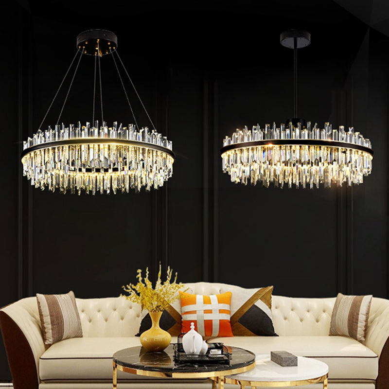 Metal Contemporary Pendant Light with Crystal Shade for Living Room