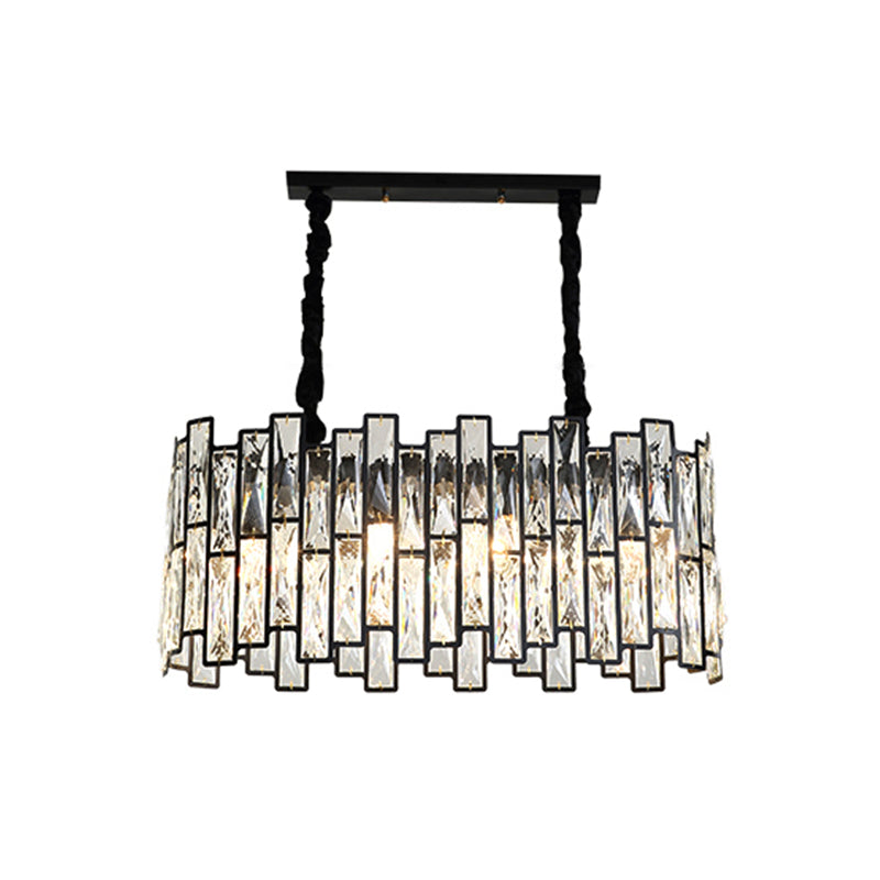 Contemporary Metal Pendant Light with Crystal Shade for Living Room