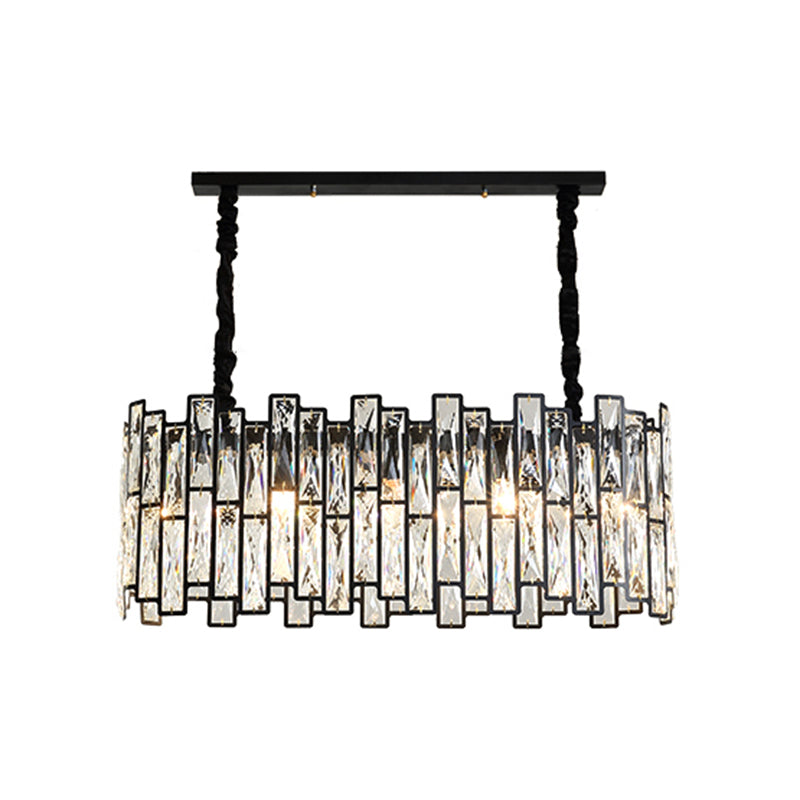 Contemporary Metal Pendant Light with Crystal Shade for Living Room