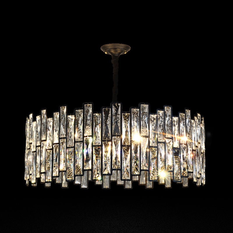 Contemporary Metal Pendant Light with Crystal Shade for Living Room