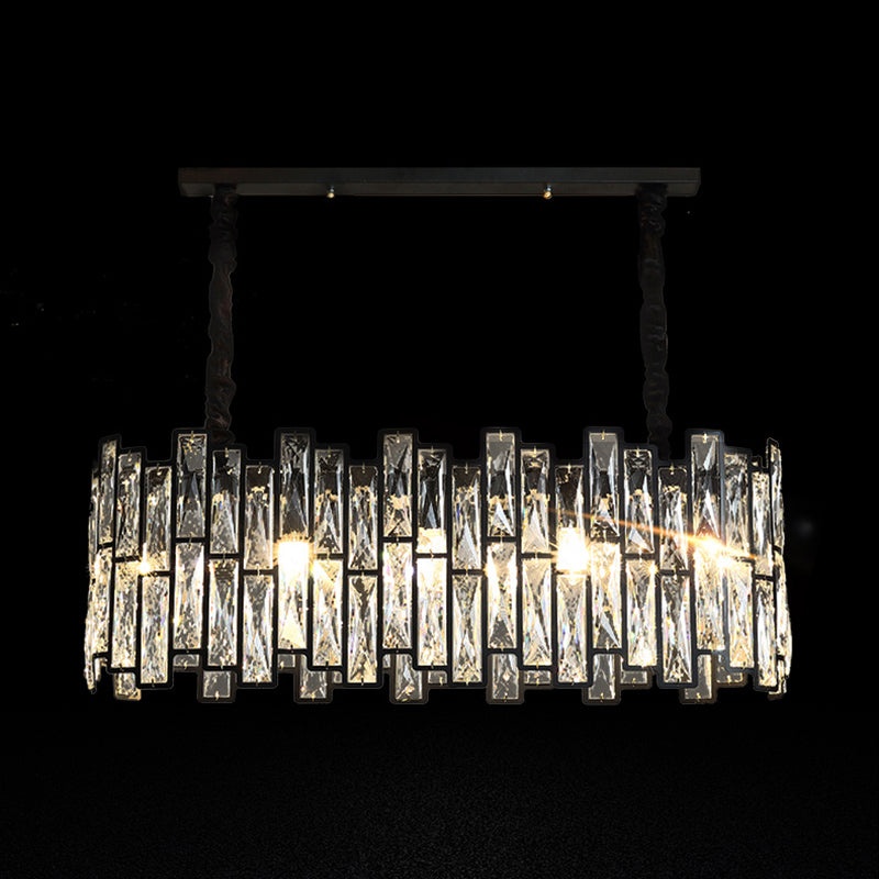 Contemporary Metal Pendant Light with Crystal Shade for Living Room