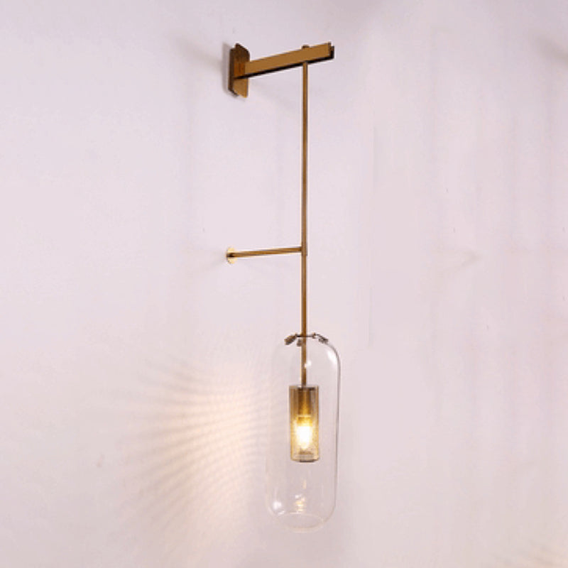 Contemporary Circle Shape Wall Light with Glass Shade for Living Room