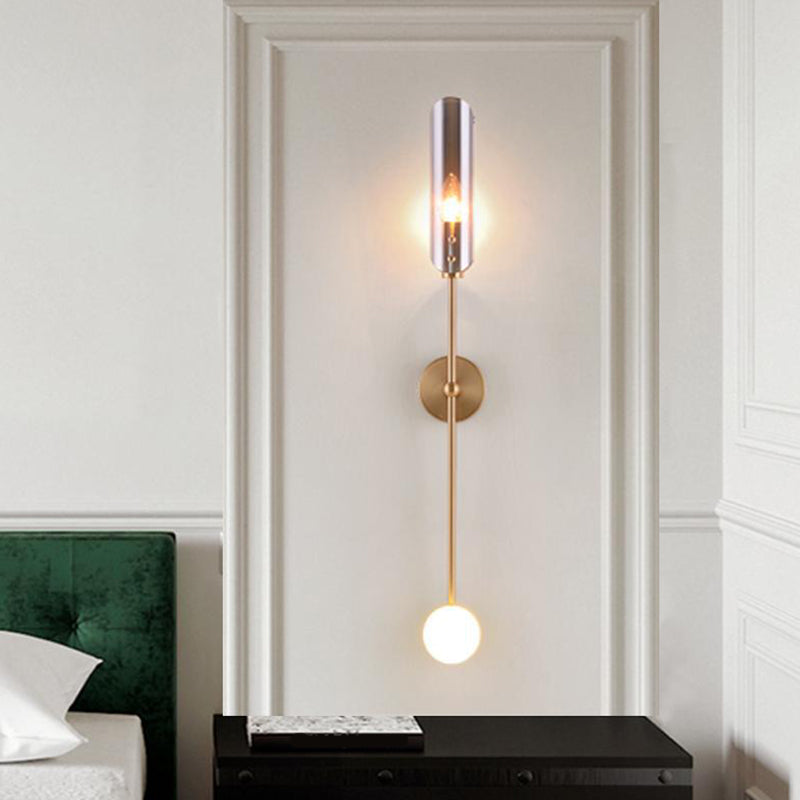 Contemporary Ball Shape Wall Light with Glass Shade for Living Room
