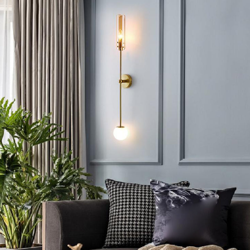 Contemporary Ball Shape Wall Light with Glass Shade for Living Room