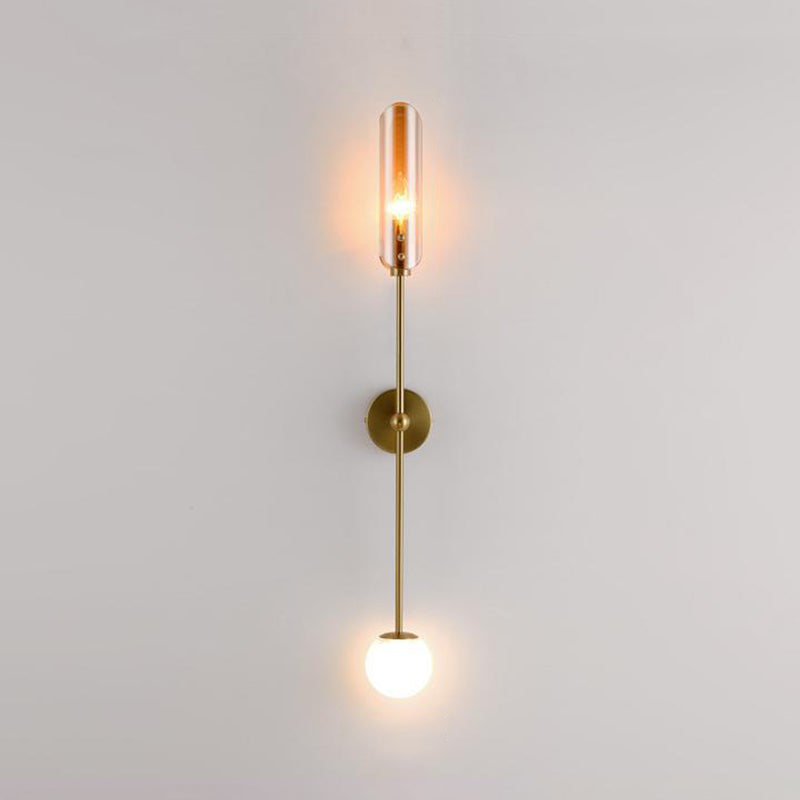 Contemporary Ball Shape Wall Light with Glass Shade for Living Room