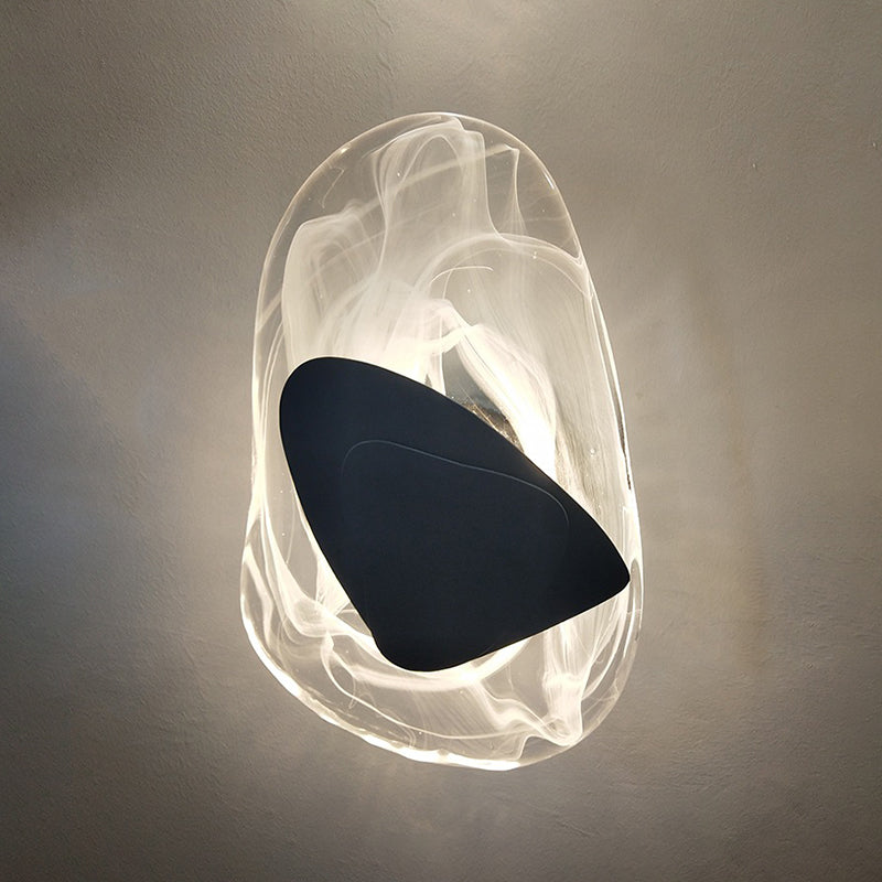 Contemporary Irregular Wall Light with Glass Shade for Living Room