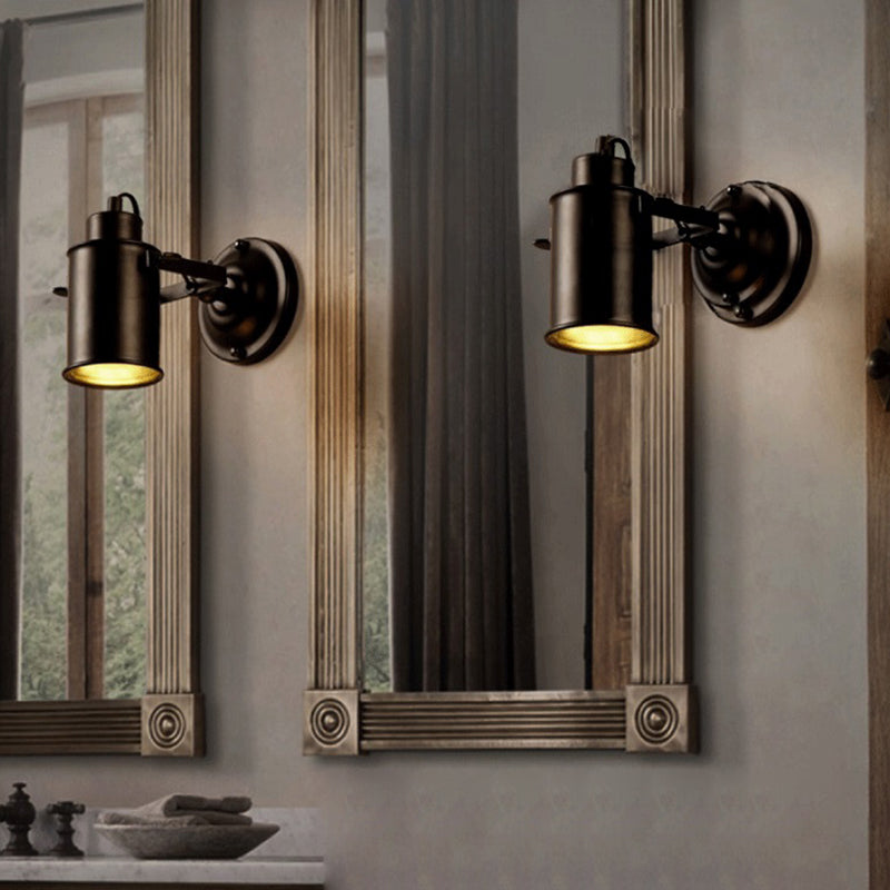 1 Light Geometric Industrial Metal Wall Lighting Fixtures in Black