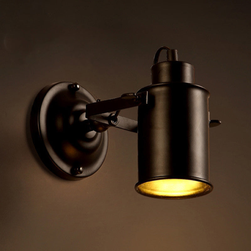 1 Light Geometric Industrial Metal Wall Lighting Fixtures in Black