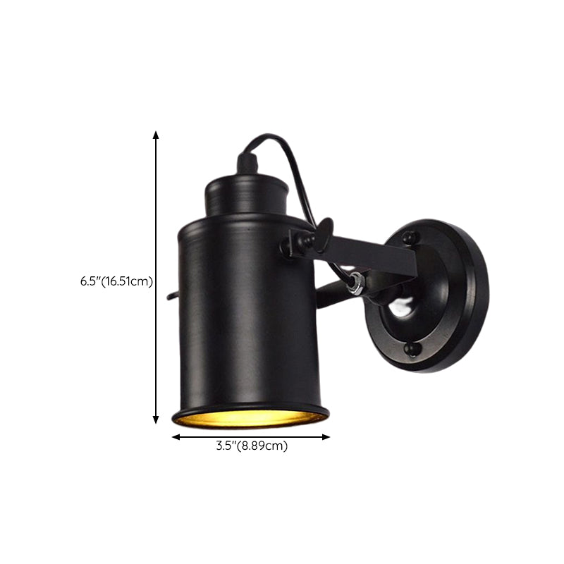 1 Light Geometric Industrial Metal Wall Lighting Fixtures in Black