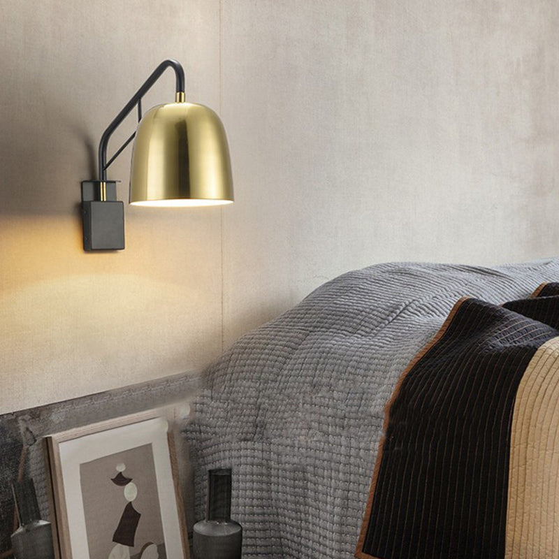 Contemporary Dome Metal 1 Light Wall Mounted Lights in Black and Gold