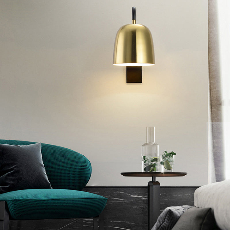 Contemporary Dome Metal 1 Light Wall Mounted Lights in Black and Gold