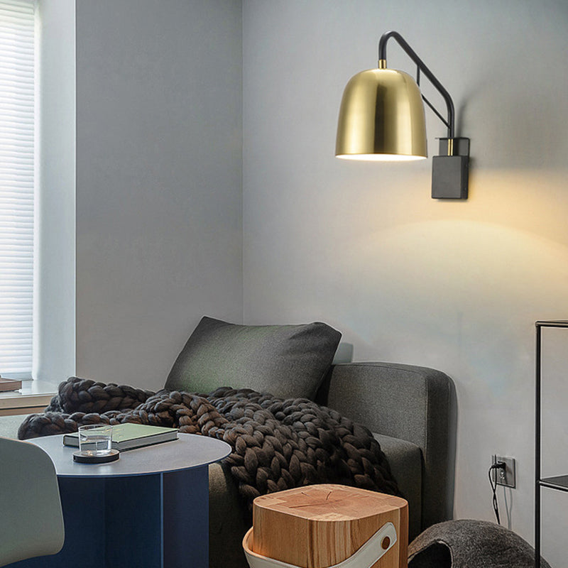 Contemporary Dome Metal 1 Light Wall Mounted Lights in Black and Gold