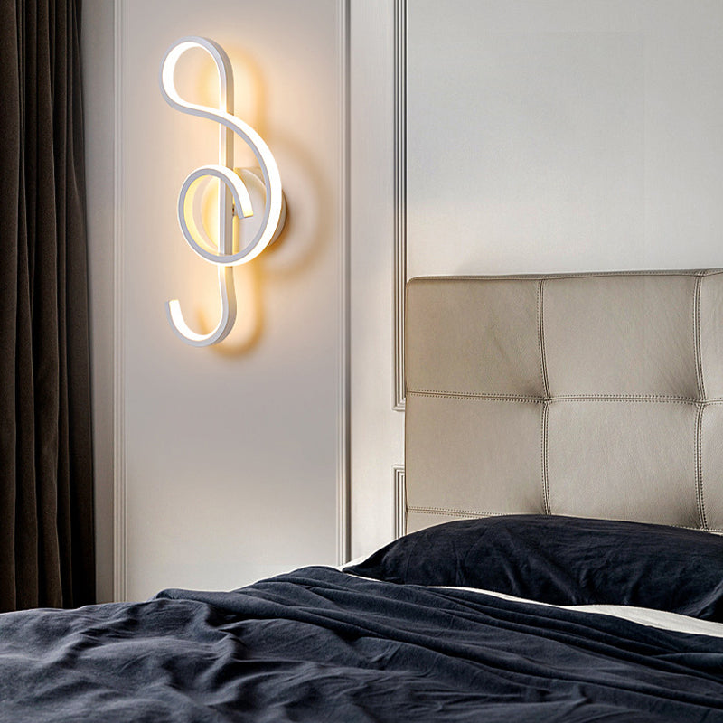 Single Contemporary Black/White Unique LED Metallic Wall Mounted for Bedroom