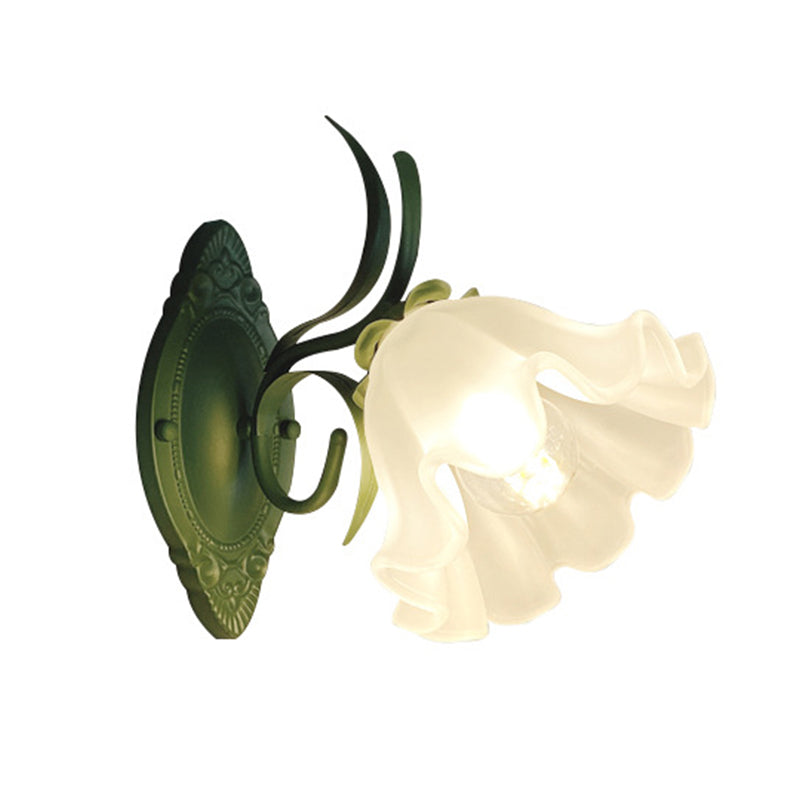 1/2-Light Contemporary Green Glass Shaded Metallic Wall Mounted for Bedroom