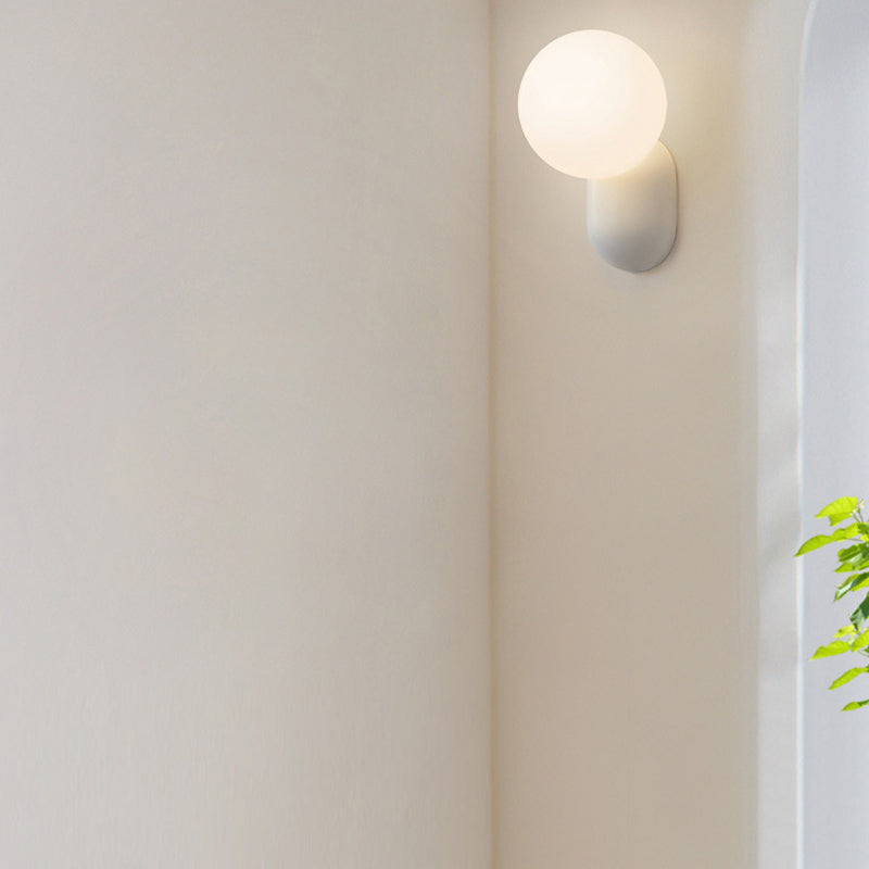 Single Contemporary White Glass Shaded Metallic Wall Mounted for Bedroom
