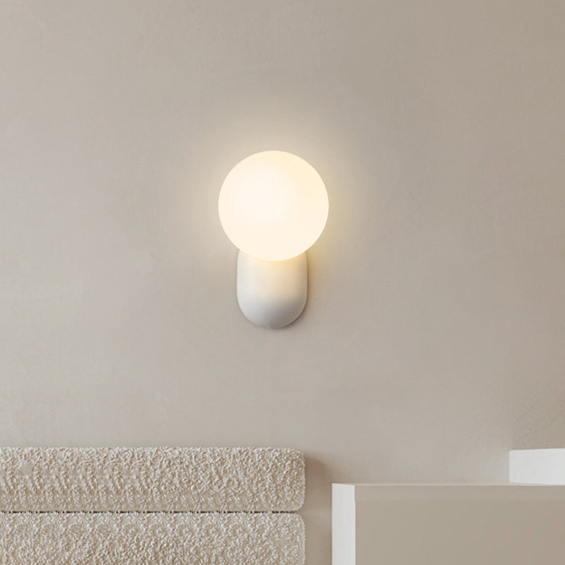 Single Contemporary White Glass Shaded Metallic Wall Mounted for Bedroom