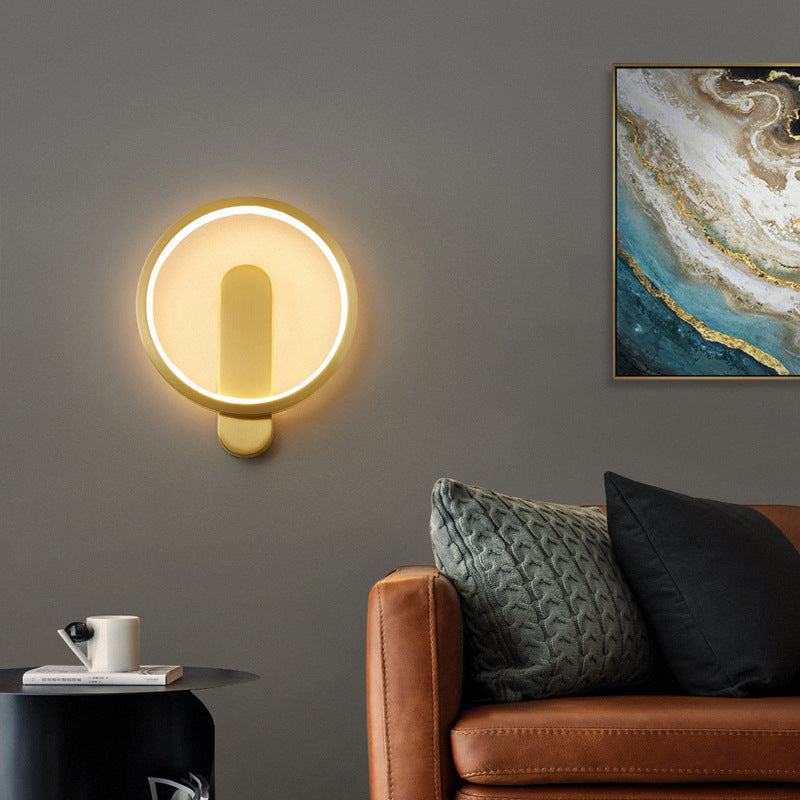 Circular Wall Light Fixture Modern Metal 1 Light for Bedroom