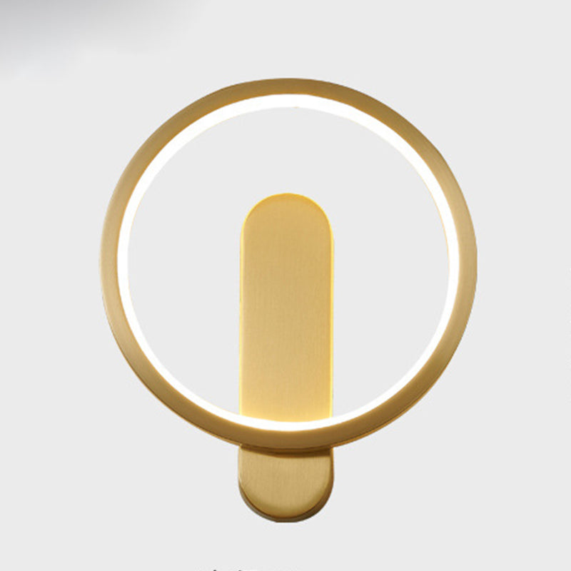 Circular Wall Light Fixture Modern Metal 1 Light for Bedroom