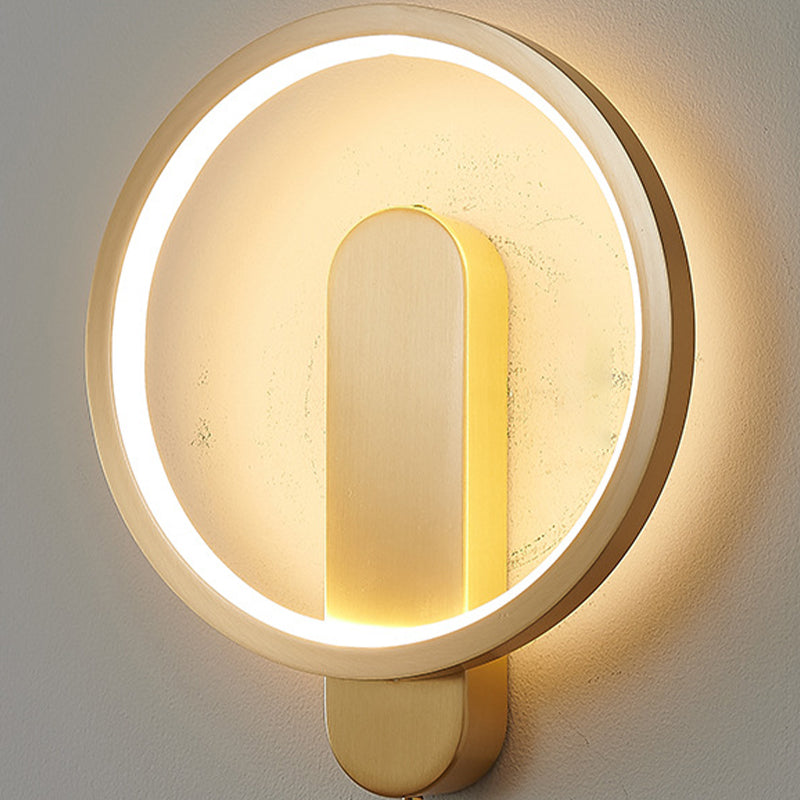 Circular Wall Light Fixture Modern Metal 1 Light for Bedroom