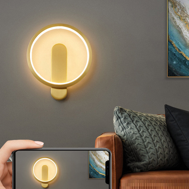 Circular Wall Light Fixture Modern Metal 1 Light for Bedroom