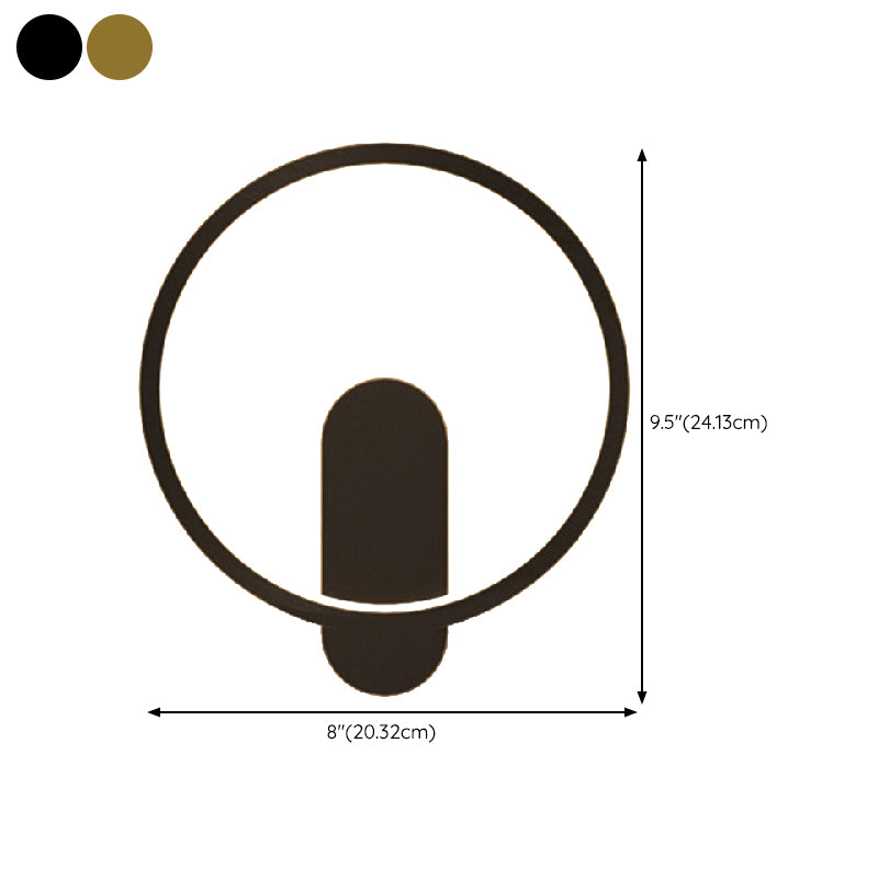 Circular Wall Light Fixture Modern Metal 1 Light for Bedroom