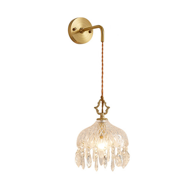 Contemporary Golden Wall Light Fixture with Glass Shade for Sitting Room