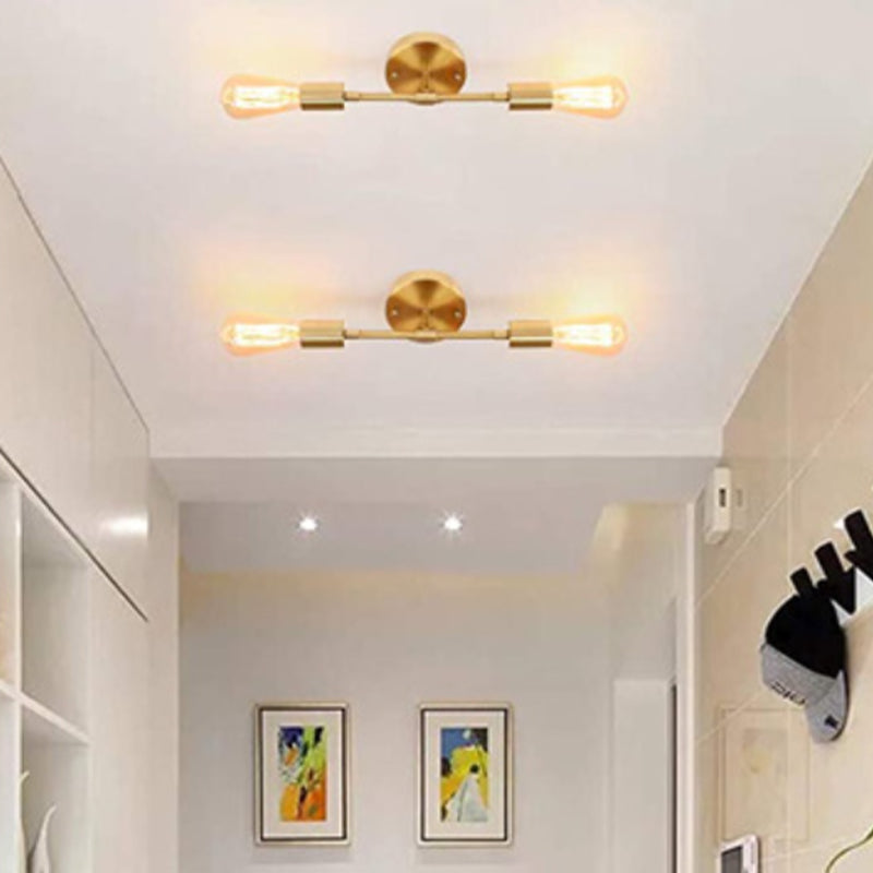 Modern Minimalist Golden and Black Metal Wall Light Sconce for Washroom