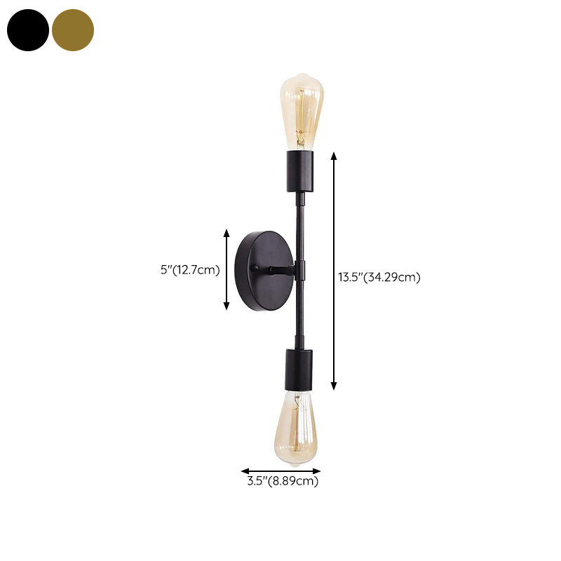 Modern Minimalist Golden and Black Metal Wall Light Sconce for Washroom