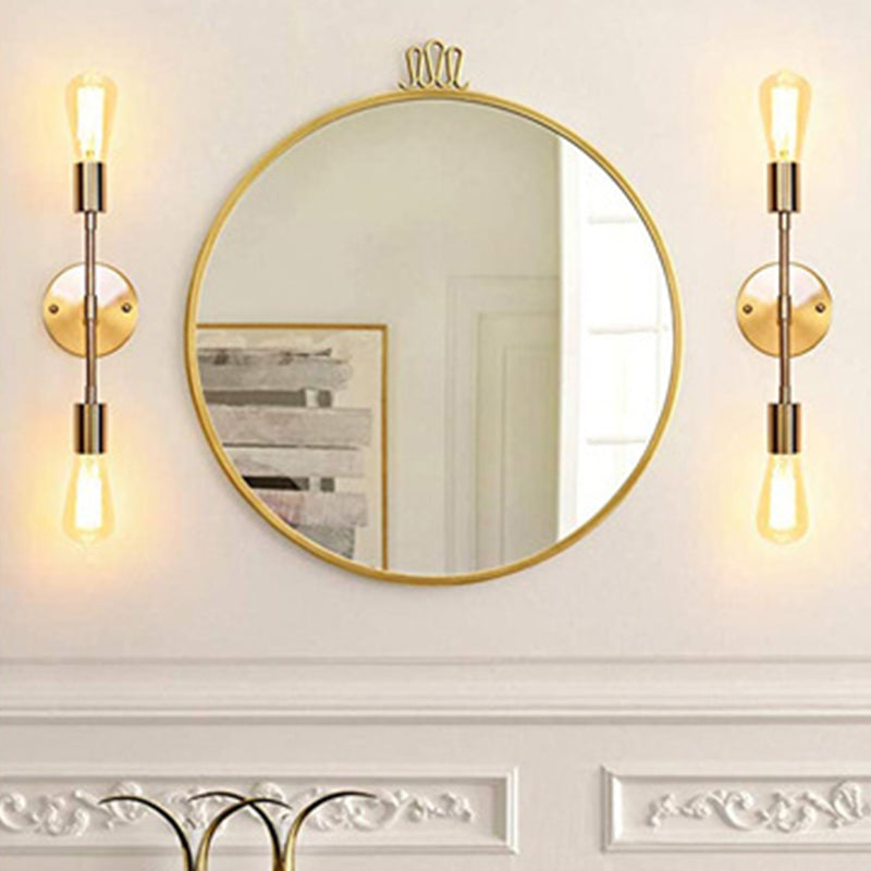 Modern Metal Wall Sconce Cylinder Shape Vanity Lamp for Bathroom in Gold