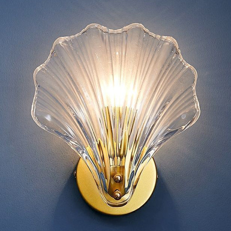 Shell Shape Glass Vanity Lights Modern Style 1 Light Vanity Light Fixtures in Gold
