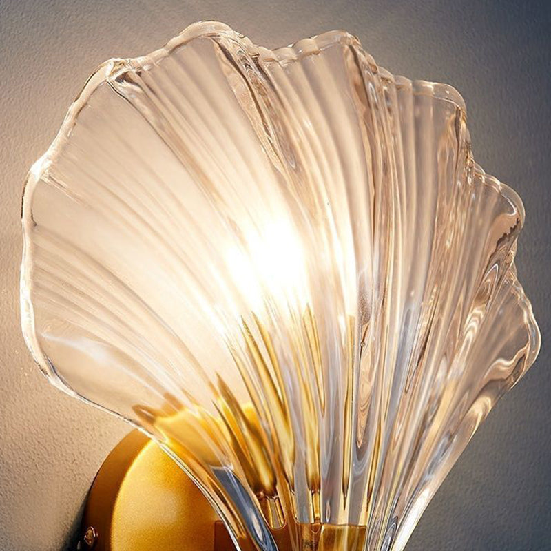 Shell Shape Glass Vanity Lights Modern Style 1 Light Vanity Light Fixtures in Gold