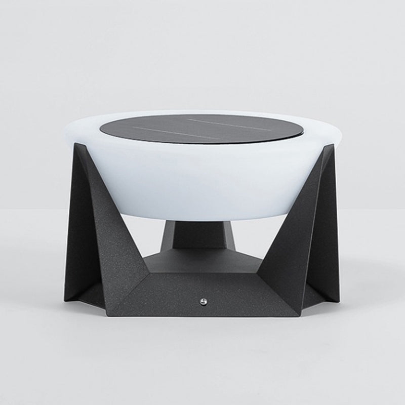 Round Contemporary Waterproof Pillar Light in Black for Courtyard
