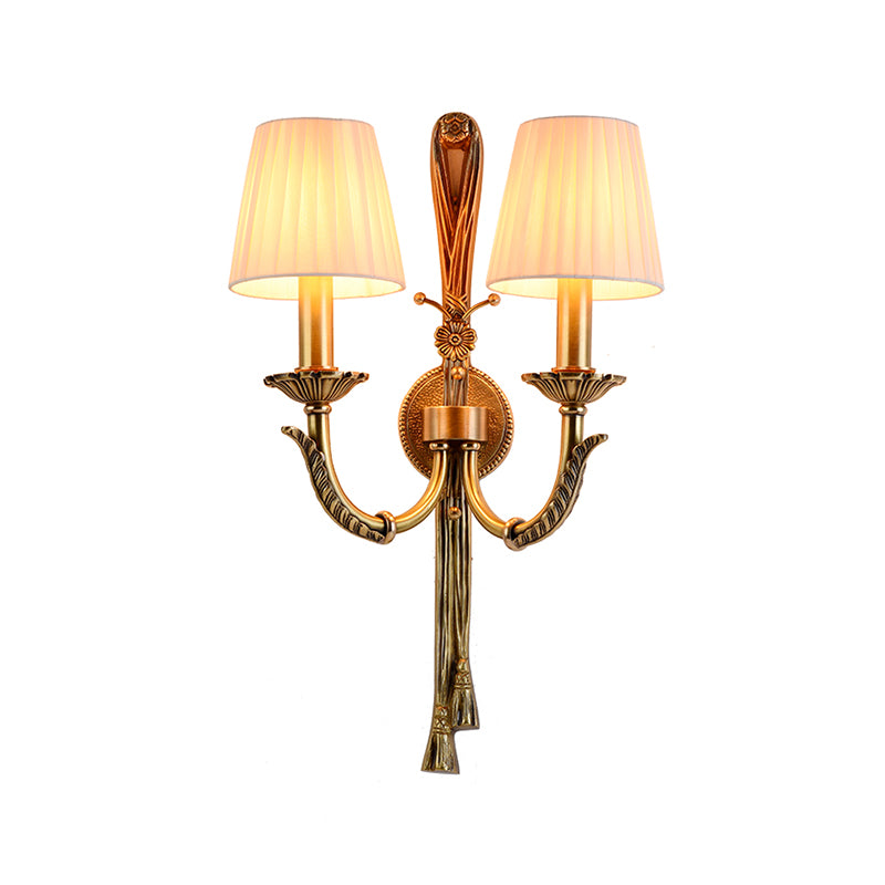 Modern Copper Wall Mount Lamp Golden with Fabric Shade for Living Room