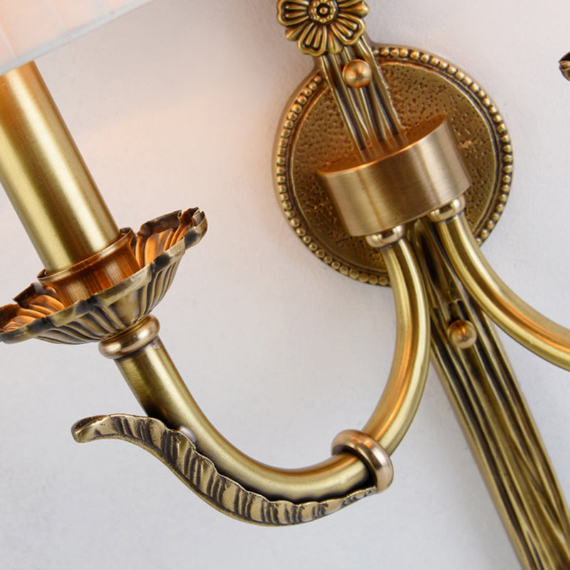 Modern Copper Wall Mount Lamp Golden with Fabric Shade for Living Room