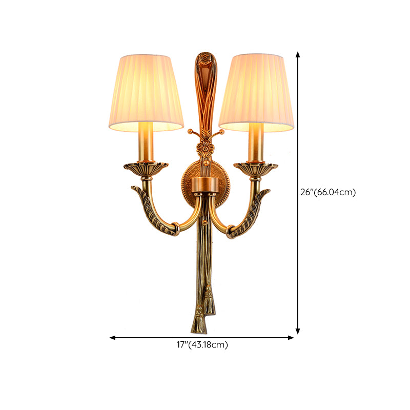 Modern Copper Wall Mount Lamp Golden with Fabric Shade for Living Room