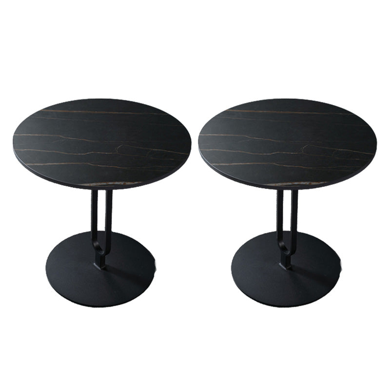 Stone Top Accent Side Table Round Pedestal Living Room Metal Corner Table