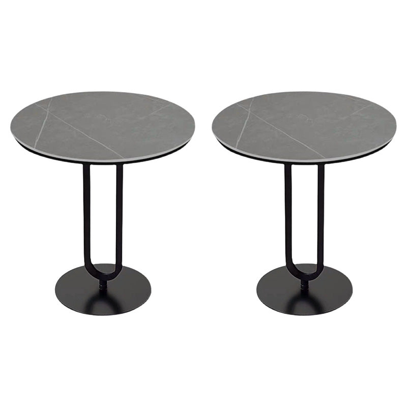 Stone Top Accent Side Table Round Pedestal Living Room Metal Corner Table