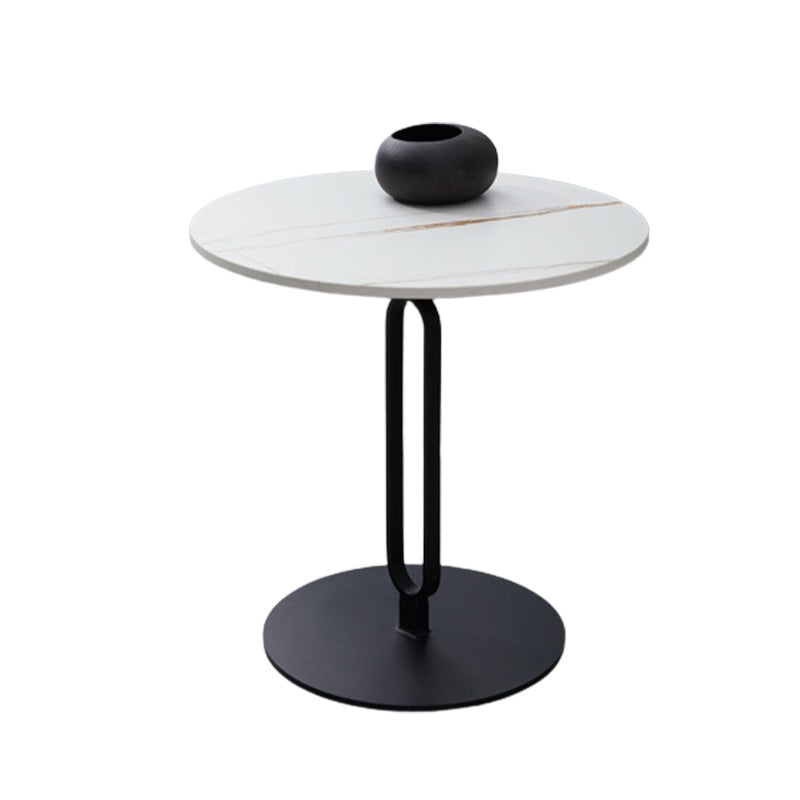 Stone Top Accent Side Table Round Pedestal Living Room Metal Corner Table