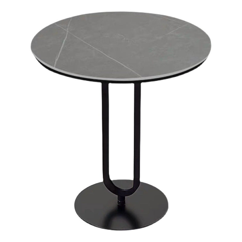 Stone Top Accent Side Table Round Pedestal Living Room Metal Corner Table