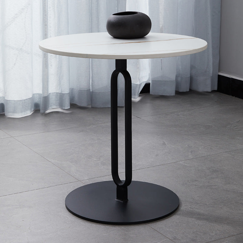 Stone Top Accent Side Table Round Pedestal Living Room Metal Corner Table