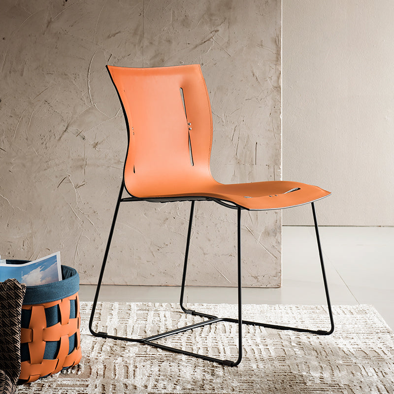 Metal Frame Dining Room Chair Indoor Faux Leather Dining Chair