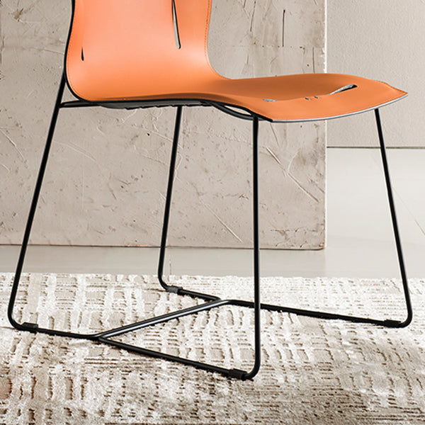 Metal Frame Dining Room Chair Indoor Faux Leather Dining Chair