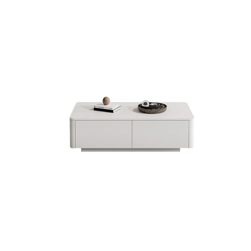 Block Coffee Cocktail Table with 4 Storage Drawers Wood Top Modern